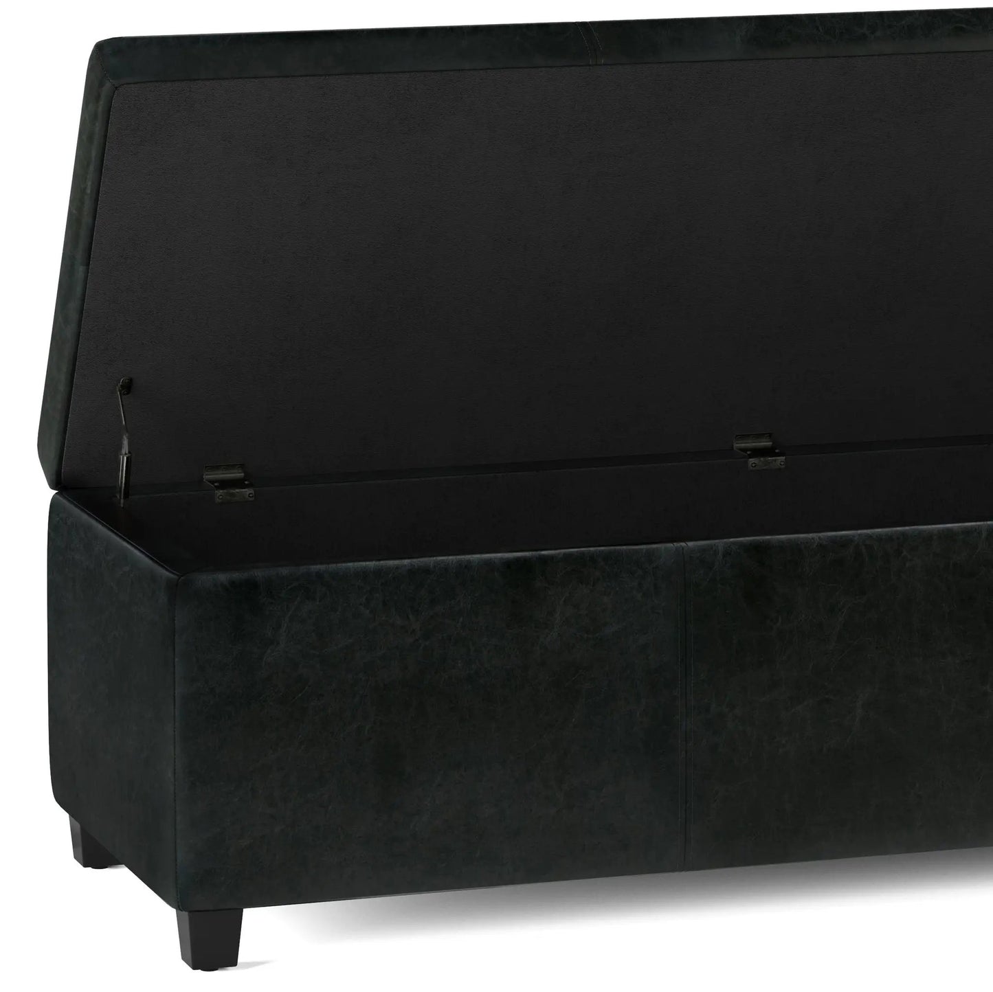 Avalon storage ottoman bench by Unique Piece Furniture in black faux leather with lift-top on Tampa Home & Garden Store