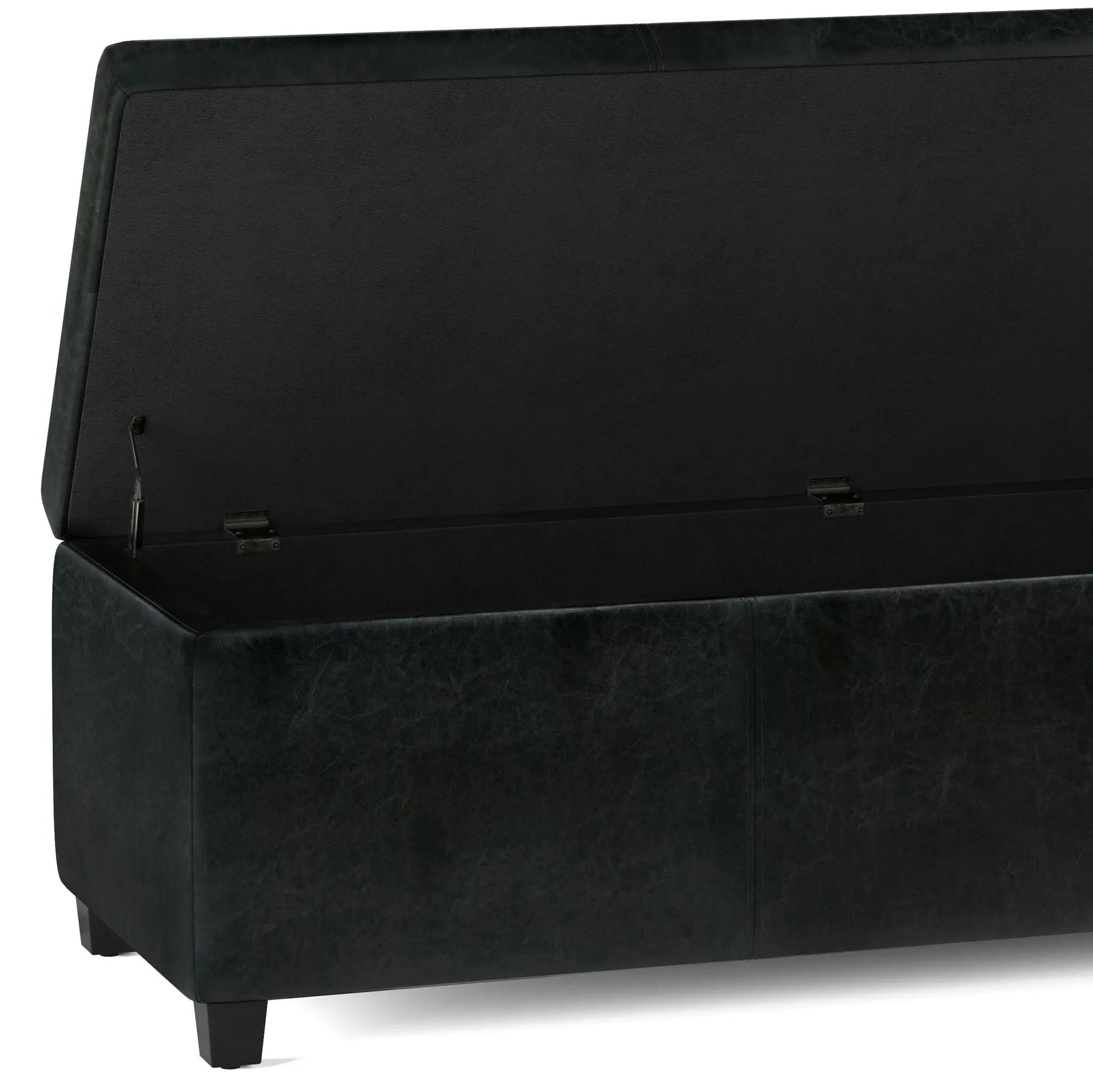 Avalon storage ottoman bench by Unique Piece Furniture in black faux leather with lift-top on Tampa Home & Garden Store