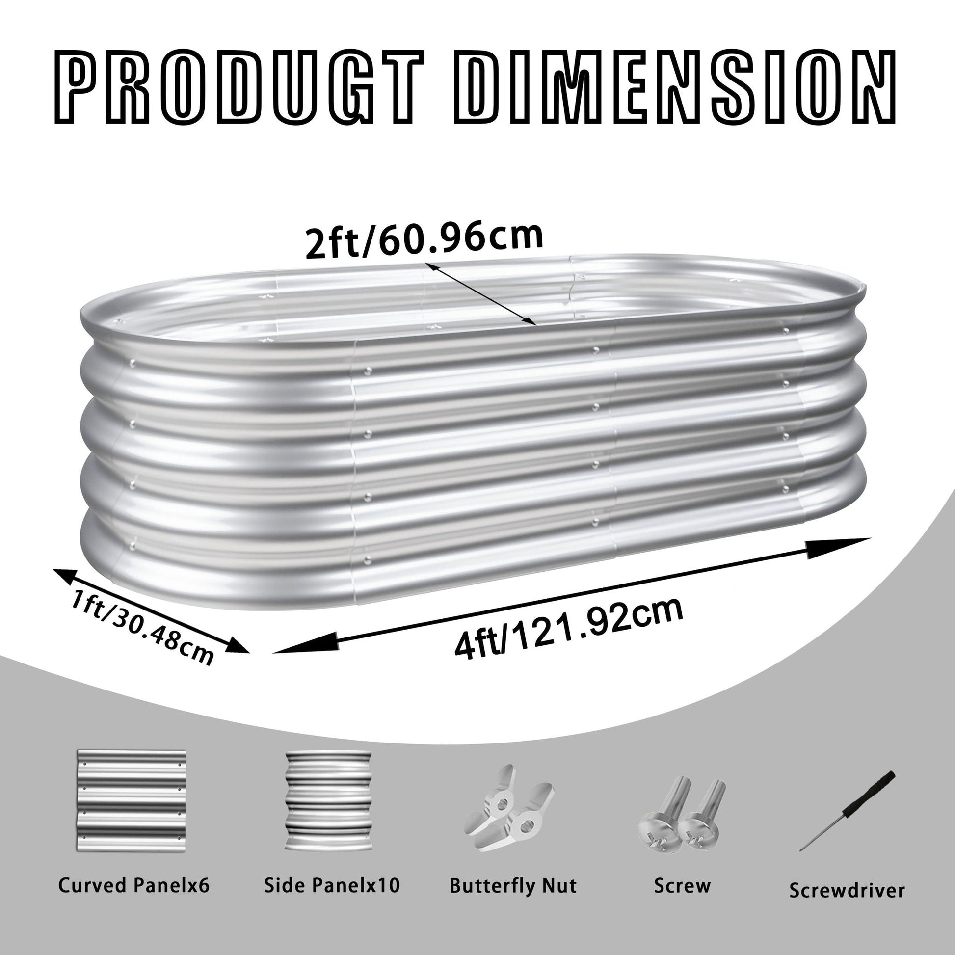 Heavy Duty Galvanized Raised Garden Bed Kit by HouseOfZazla curved and side panels 4ft x 2ft on Tampa Home & Garden Store