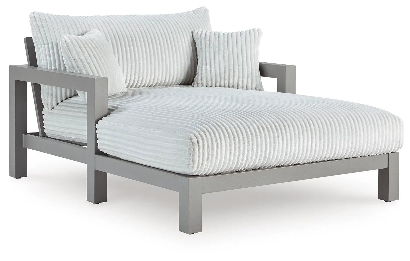 Hurley Park Chaise Lounge with Cushion in gray corduroy, metal-frame by Unique Piece Furniture on Tampa Home & Garden Store