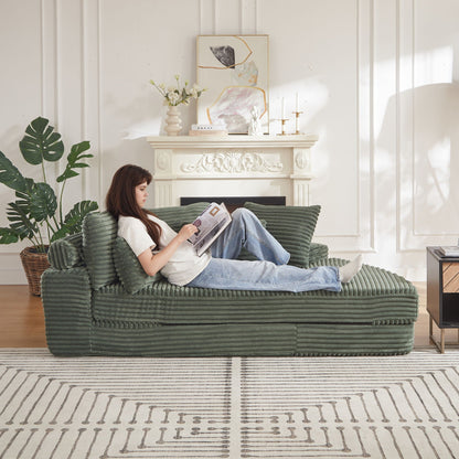 Semi Circular Corduroy Sofa Bed With Pillow