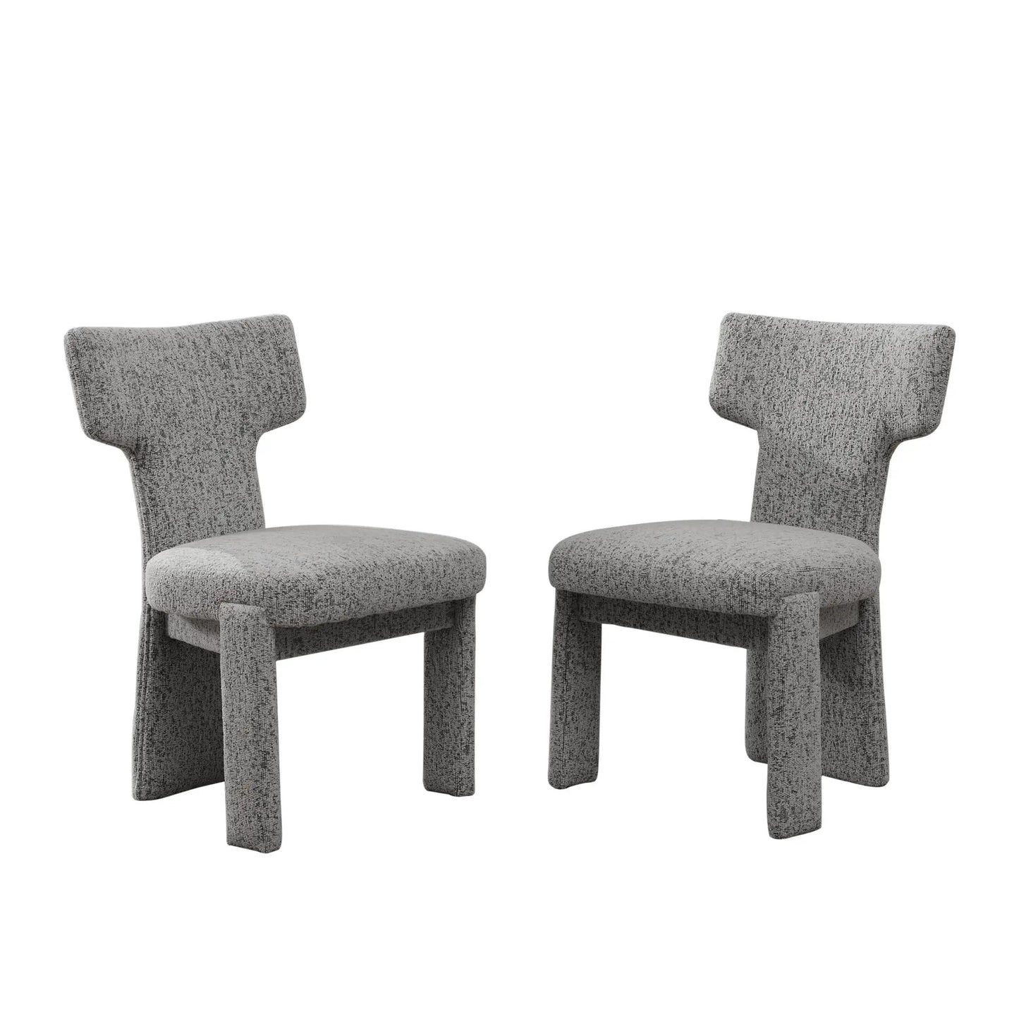 Armless Curved Back Accent Chairs pair, gray textured fabric, Unique Piece Furniture on Tampa Home & Garden Store