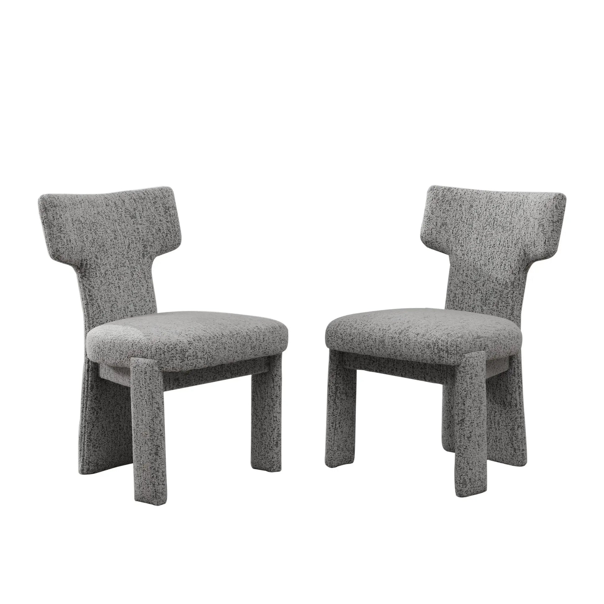 Armless Curved Back Accent Chairs pair, gray textured fabric, Unique Piece Furniture on Tampa Home & Garden Store