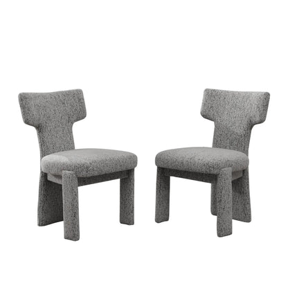 Armless Curved Back Accent Chairs pair, gray textured fabric, Unique Piece Furniture on Tampa Home & Garden Store