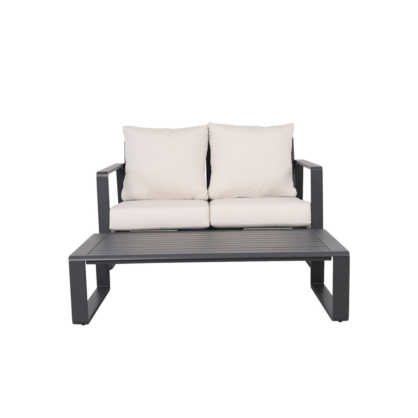 Aluminum Sofa and Rectangular Coffee Table Set