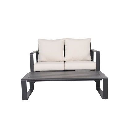 Aluminum Sofa and Rectangular Coffee Table Set