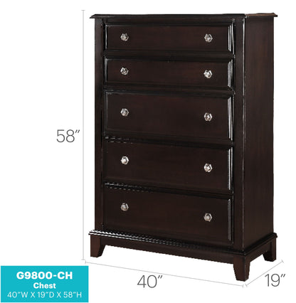 Ashford Chest with Dovetail Drawers Cappuccino HouseOfZazla 40W x 19D x 58H accent chest on Tampa Home & Garden Store