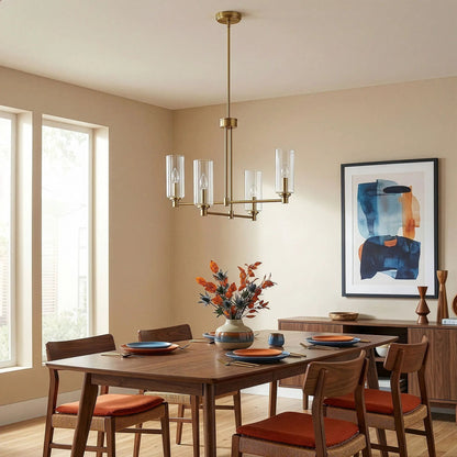 Enigma Four Lights Chandelier Satin Brass