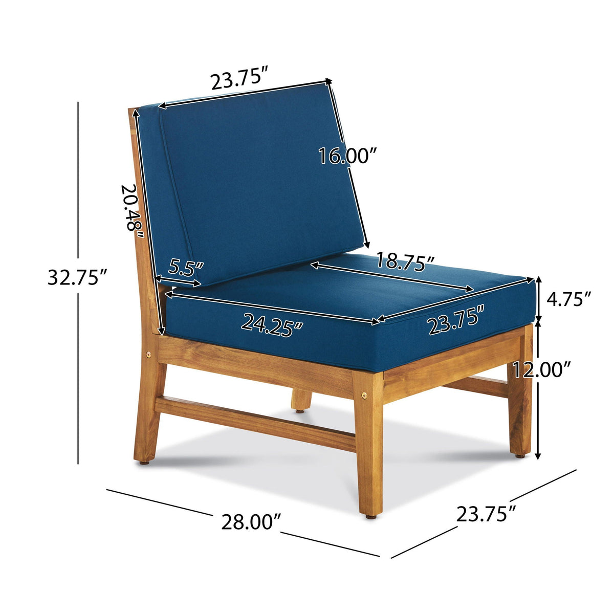 Perla 5 Pieces Outdoor Wood Patio Sofa Set