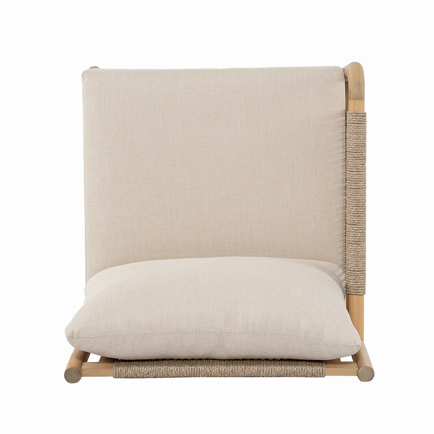 Casper Outdoor 3-Seater Sofa by HouseOfZazla beige cushions rope-wrapped wood frame on Tampa Home & Garden Store