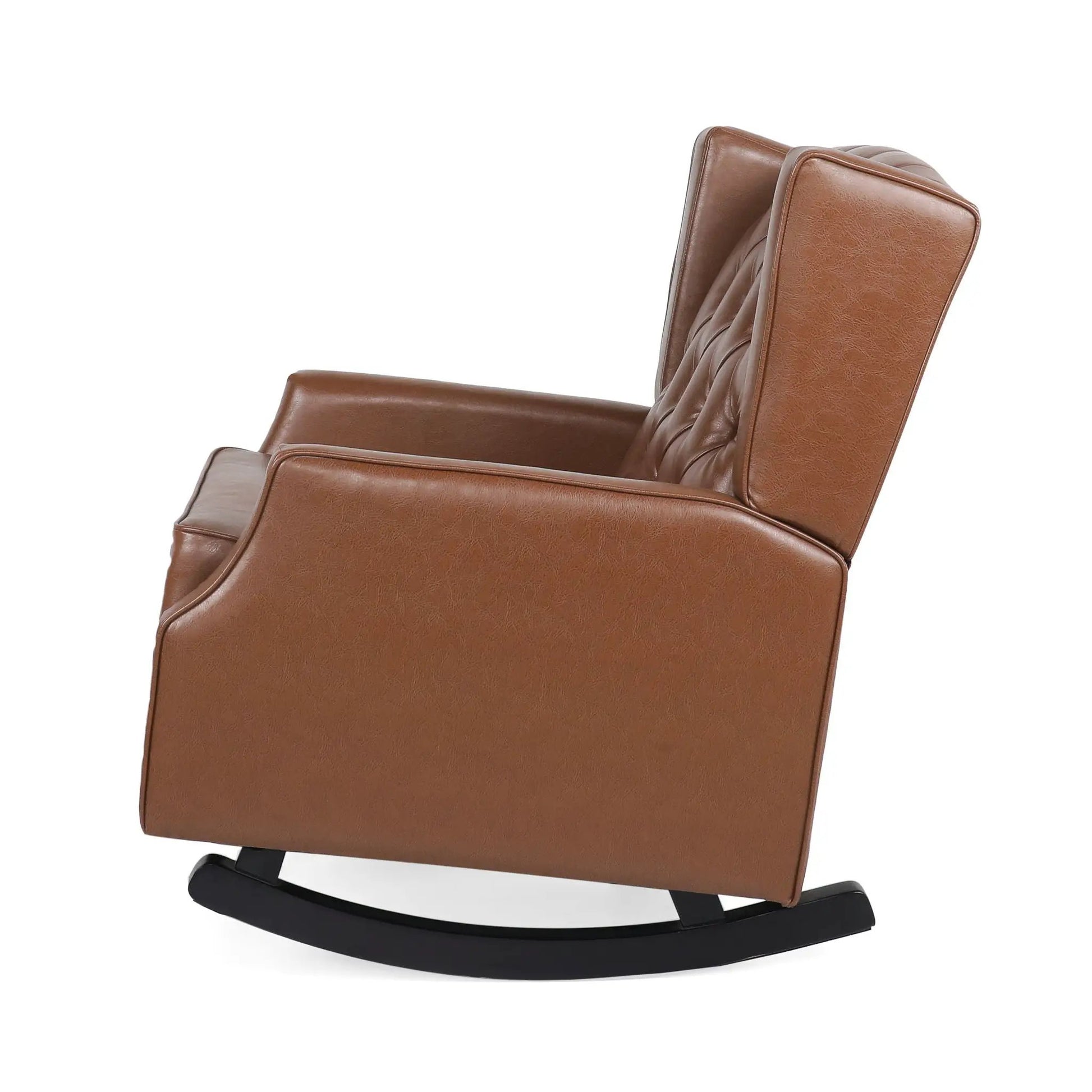Moss rocking recliner in light brown leather with diamond tufting by Unique Piece Furniture on Tampa Home & Garden Store