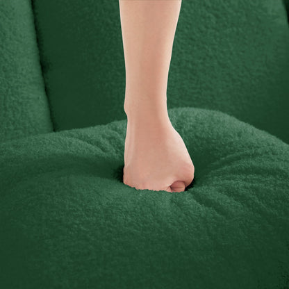 Elysees Green Teddy Fabric Sofa With Pillows