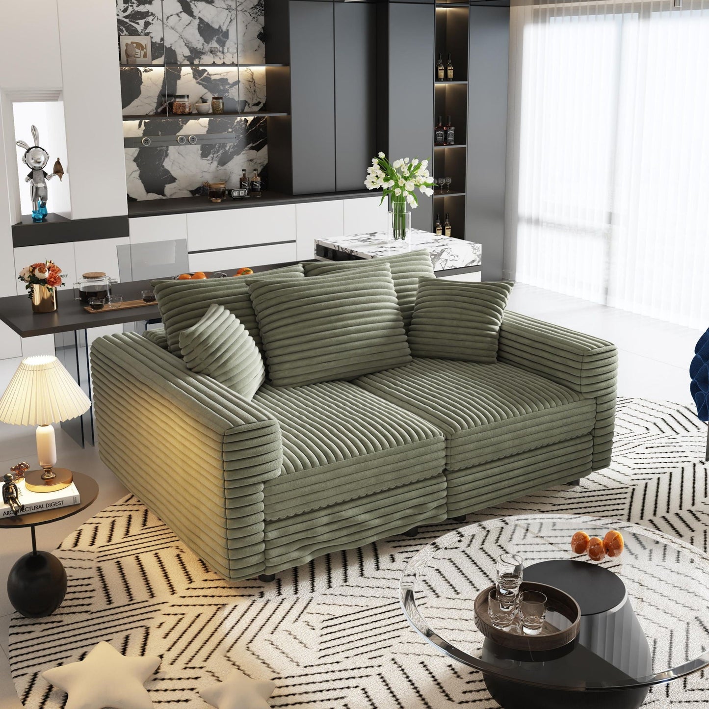 Convertible Sofa With Deep Seat and Pillows