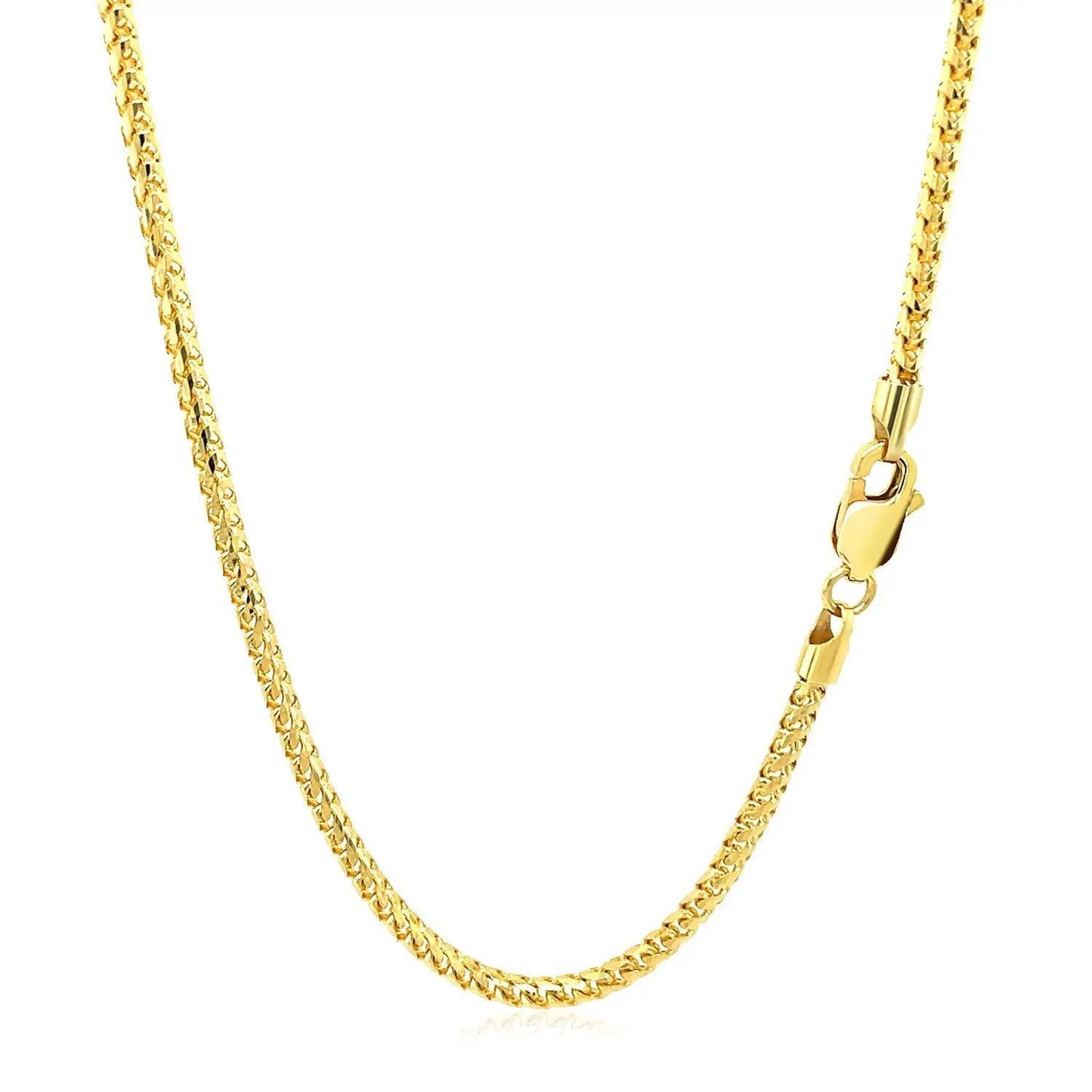 2.2mm 14k yellow solid gold diamond-cut Franco chain necklace by Bids.com with lobster clasp on Tampa Home & Garden Store