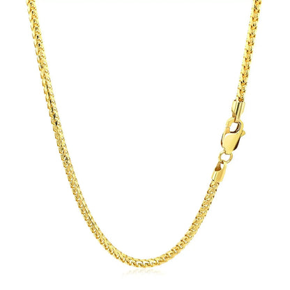 2.2mm 14k yellow solid gold diamond-cut Franco chain necklace by Bids.com with lobster clasp on Tampa Home & Garden Store
