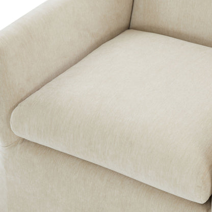 Skirted swivel accent chair beige fabric close-up detail on Tampa Home & Garden Store