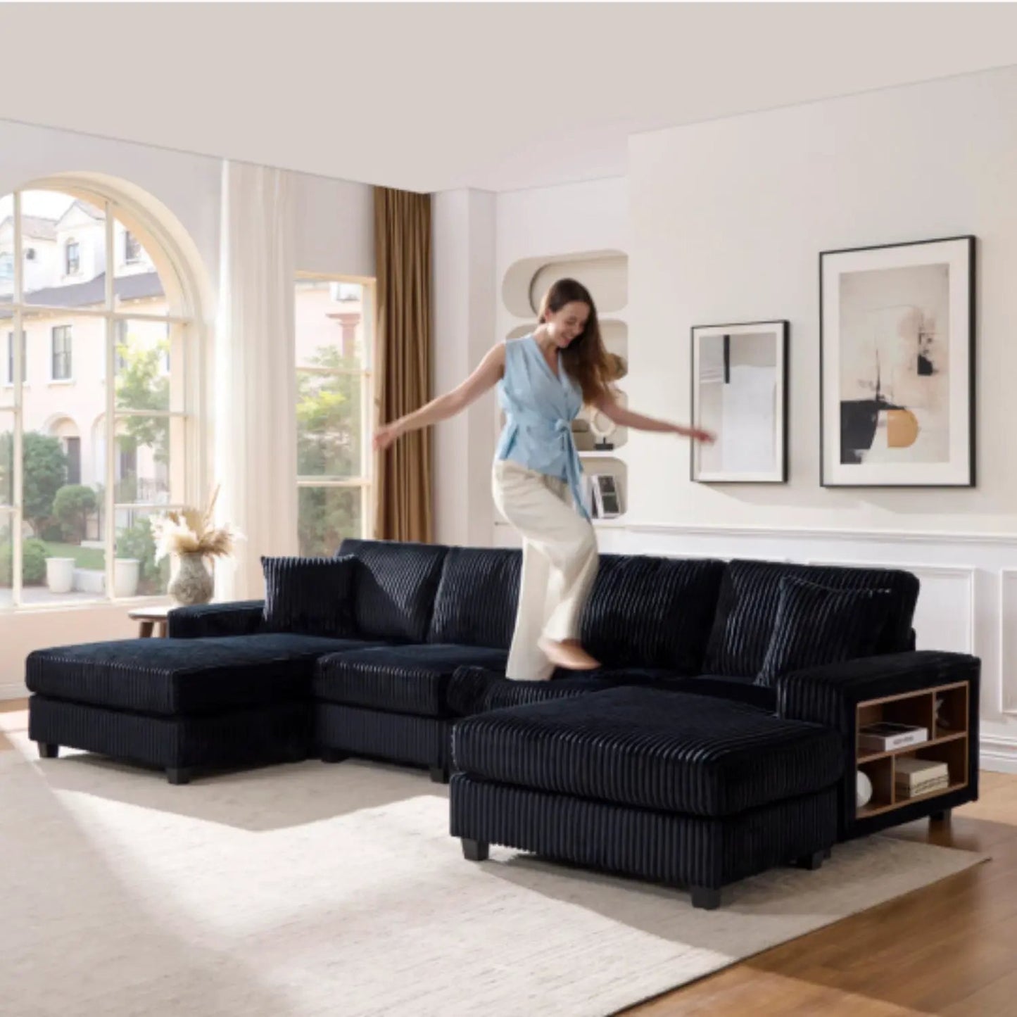 U Shaped Convertible Sofa Four Seater Lounge