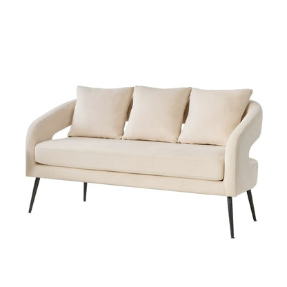 Open Back Loveseat Settee With Three Pillows