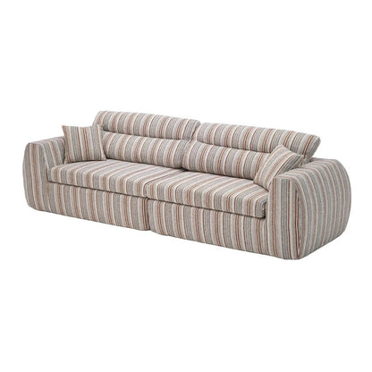 3 seater striped couch with throw pillows beige brown cream by Unique Piece Furniture on Tampa Home & Garden Store