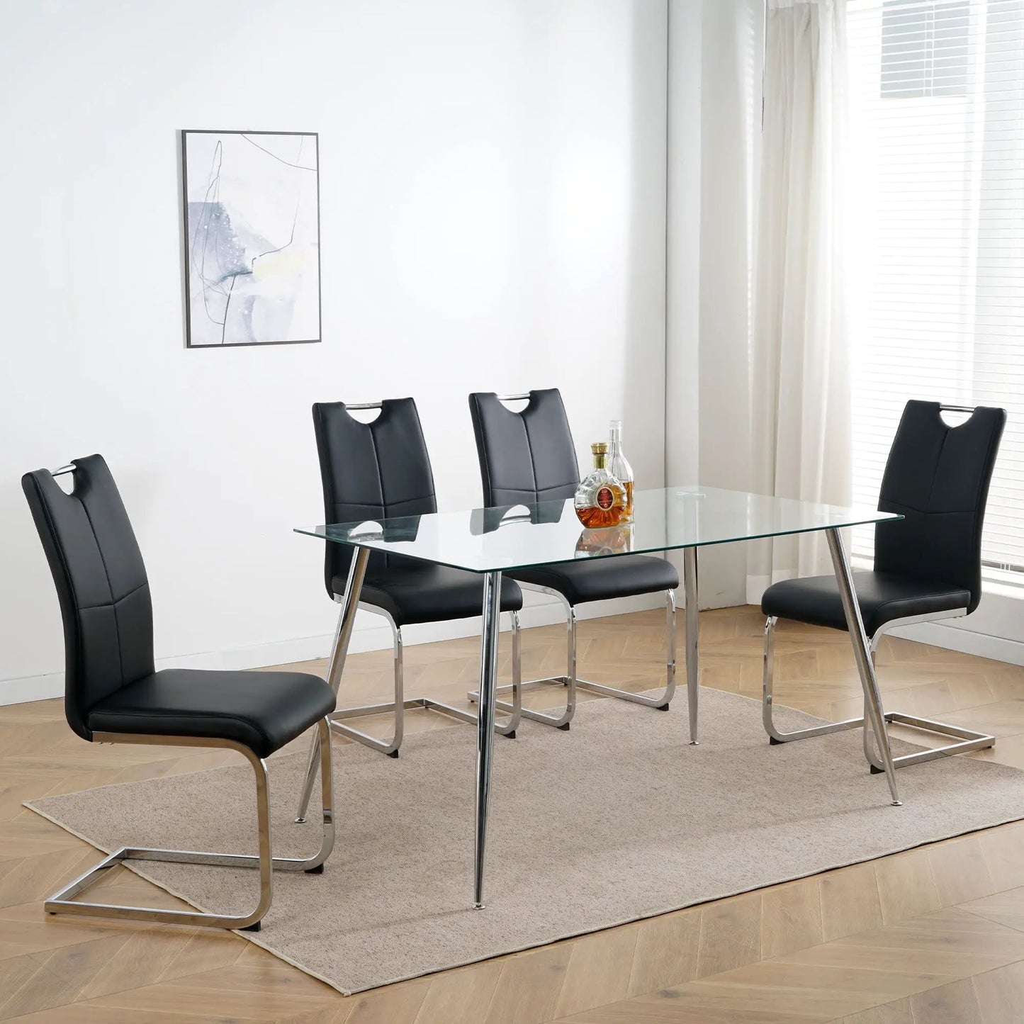 Dining Chairs with Padded Seat and Metal Legs