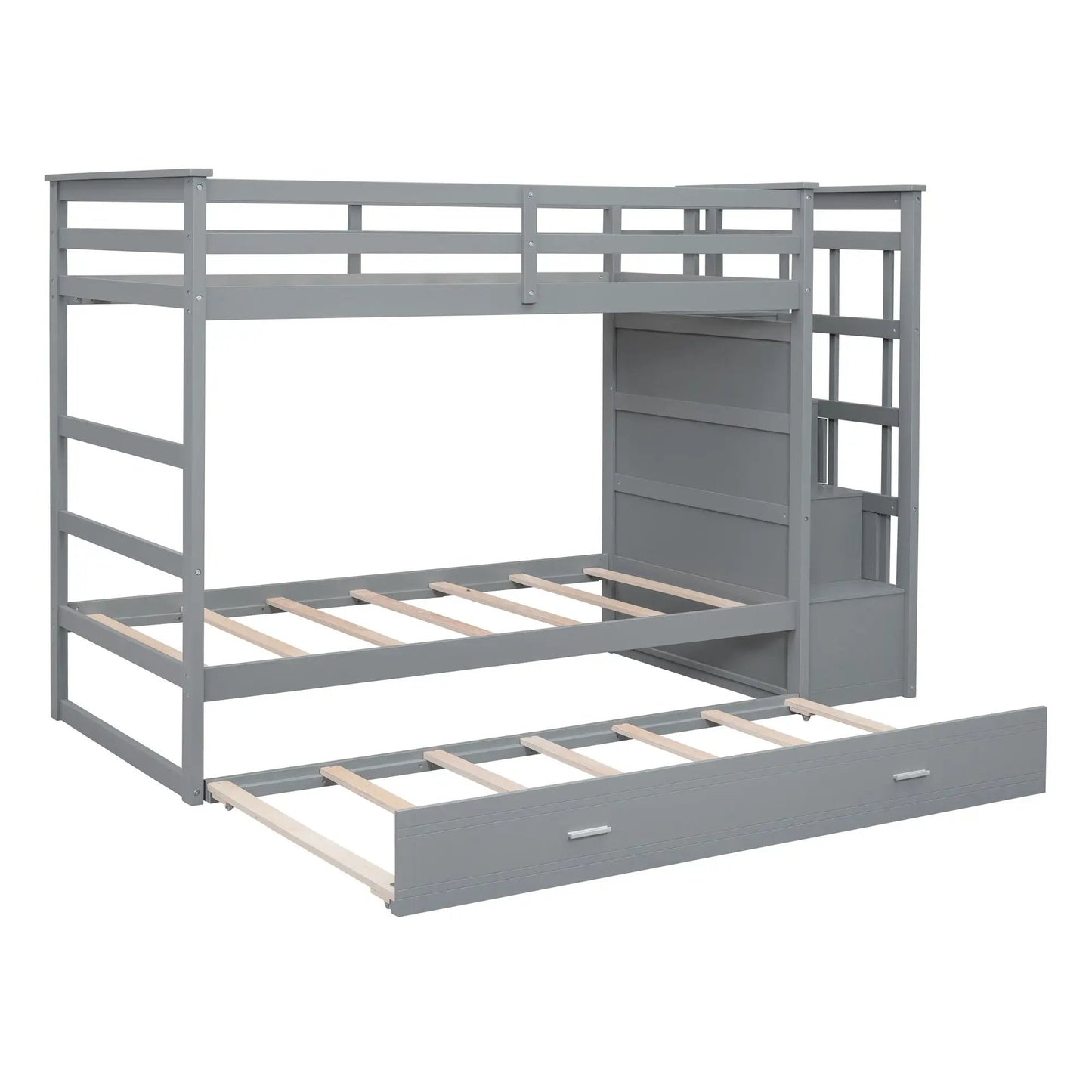 Bunk Bed With Trundle and Staircase Space Saving