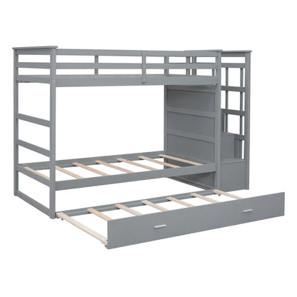 Bunk Bed With Trundle and Staircase Space Saving