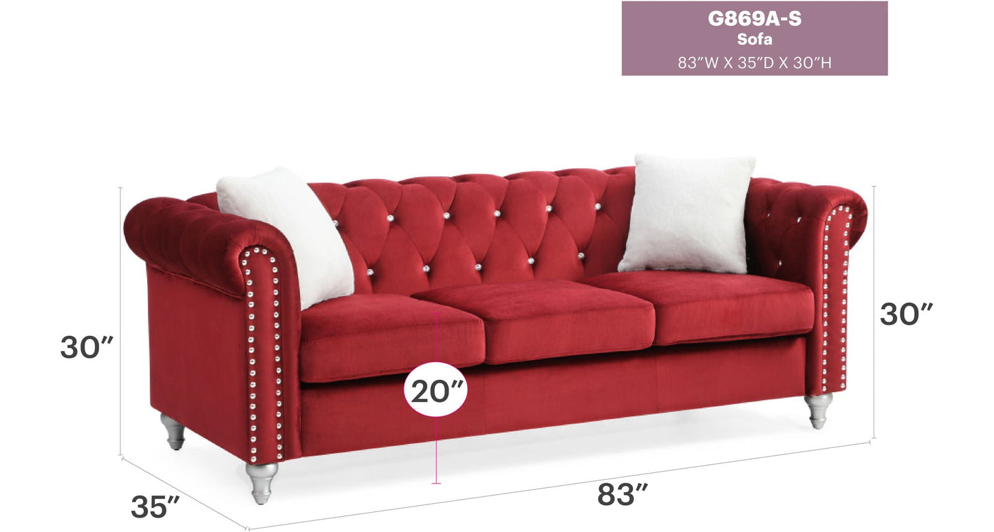 the Raisa Tufted Sofa and Nailhead Accents