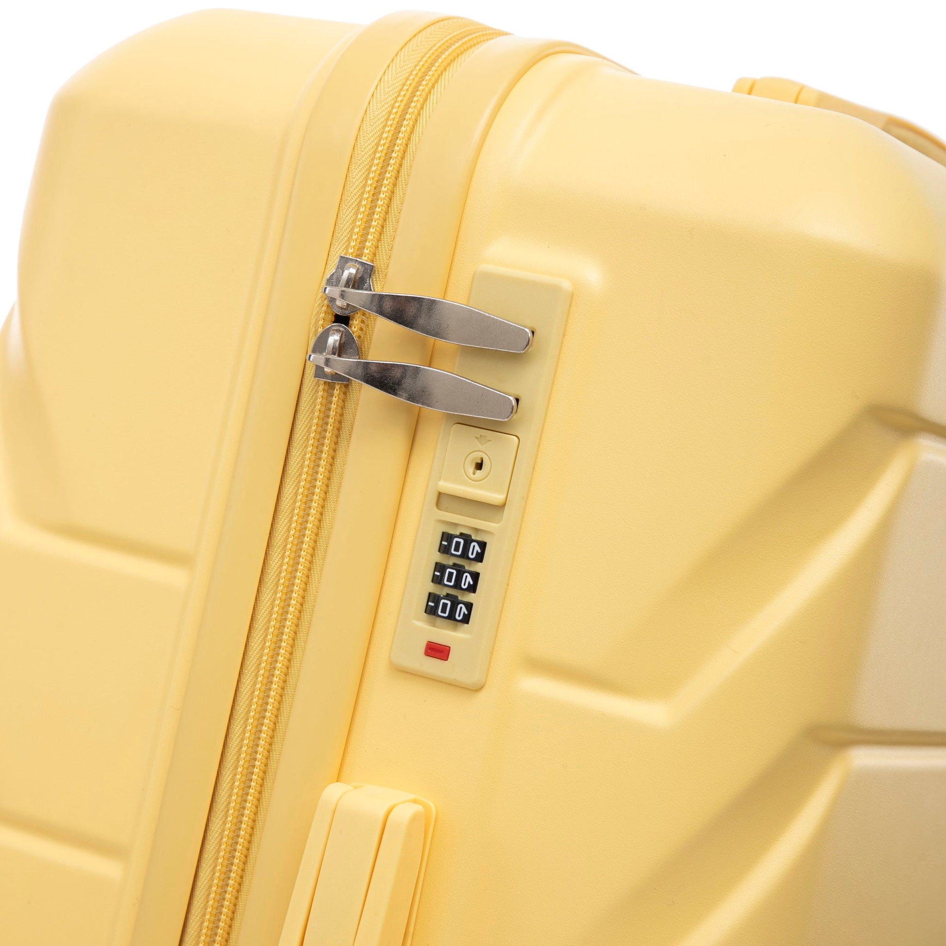 3-piece yellow spinner luggage set (20/24/28 in) with combination lock on Tampa Home & Garden Store