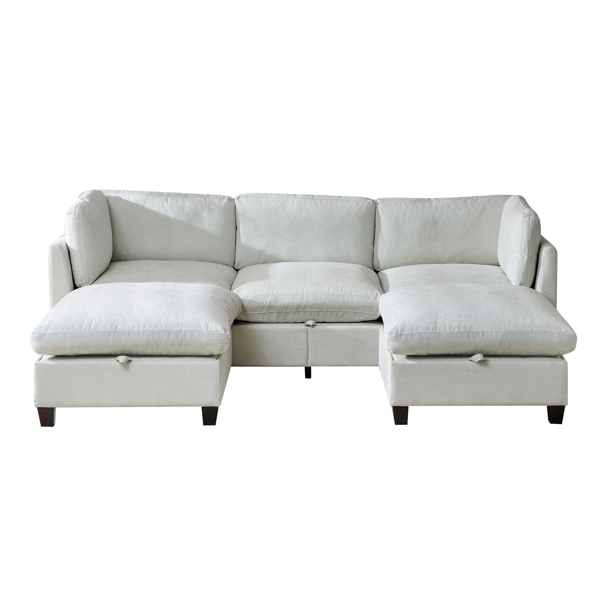 96.5-inch sectional sofa in light gray linen by HouseOfZazla with chaise on Tampa Home & Garden Store