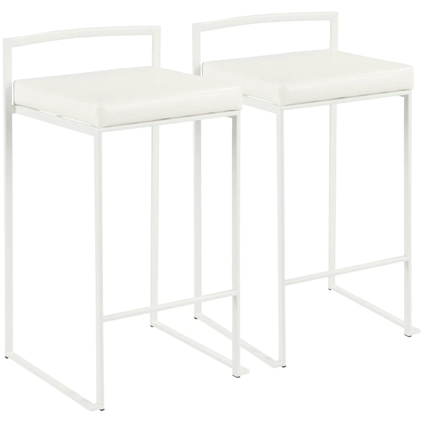 Fuji stackable counter stool set, white metal frame with cushions, 2 stools by Unique Piece Furniture on Tampa Home & Garden Store
