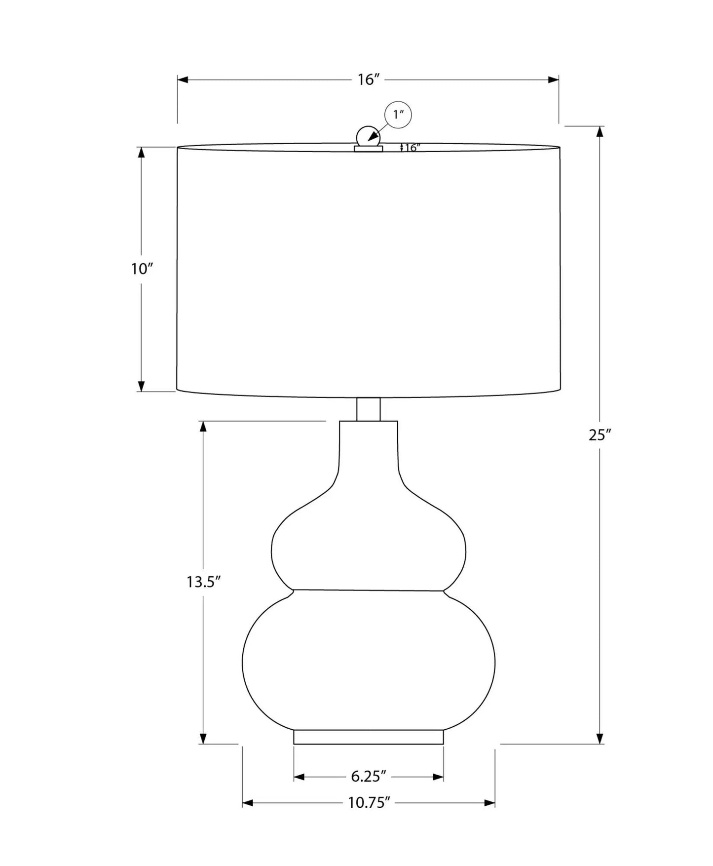 Table lamp cream ceramic, contemporary by Unique Piece Furniture; schematic with dimensions on Tampa Home & Garden Store