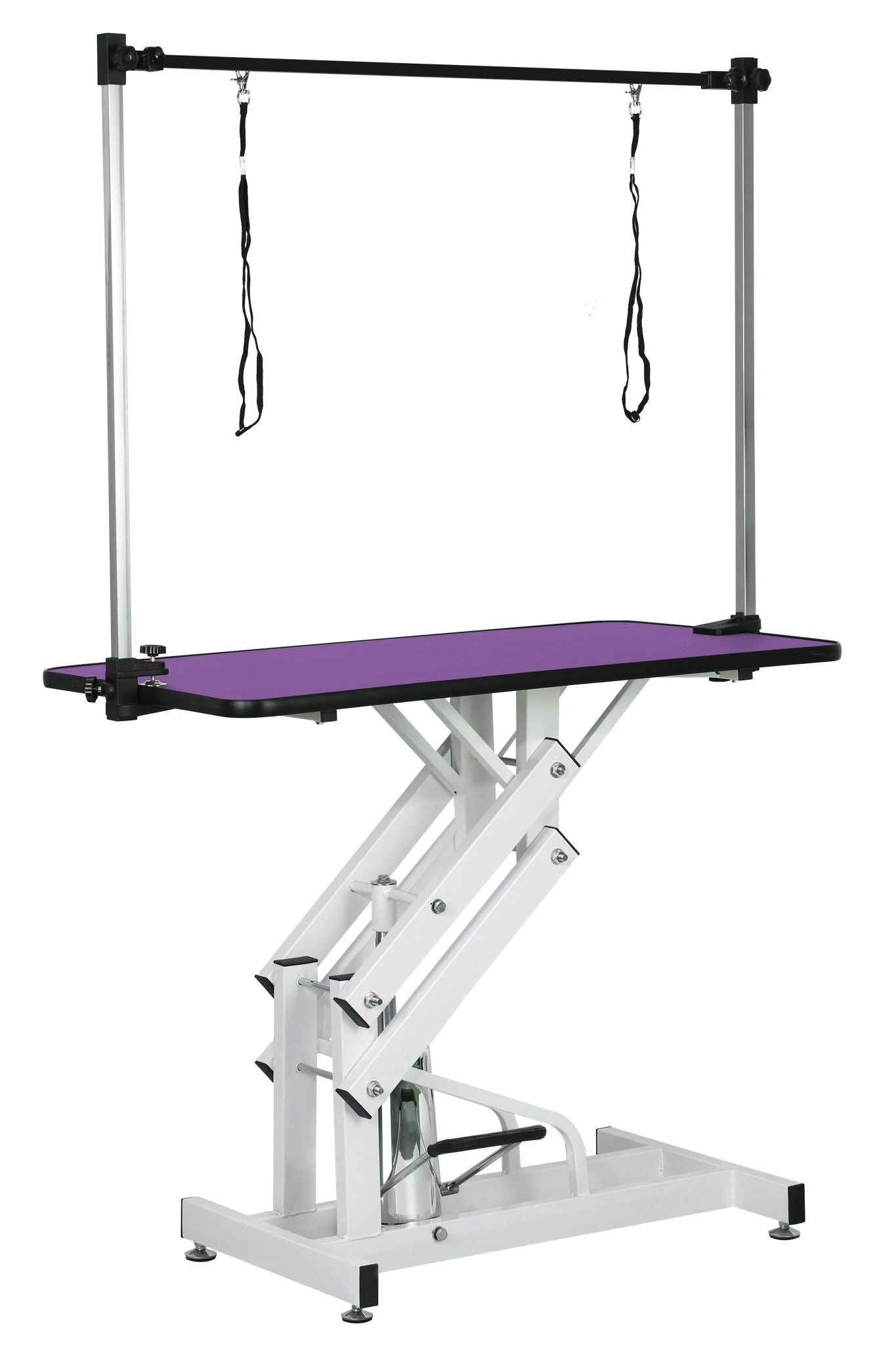 Hydraulic pet grooming table with H-arm, purple top, HouseOfZazla on Tampa Home & Garden Store