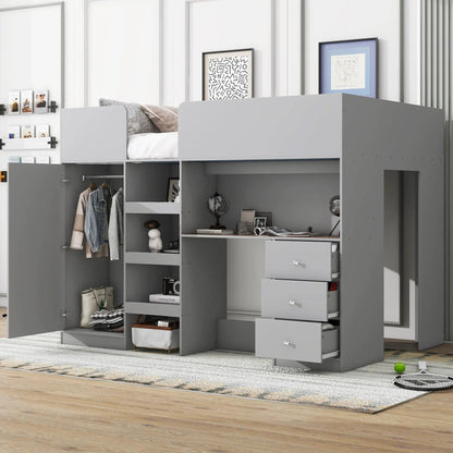 Loft Bed With Built In Wardrobe and Desk