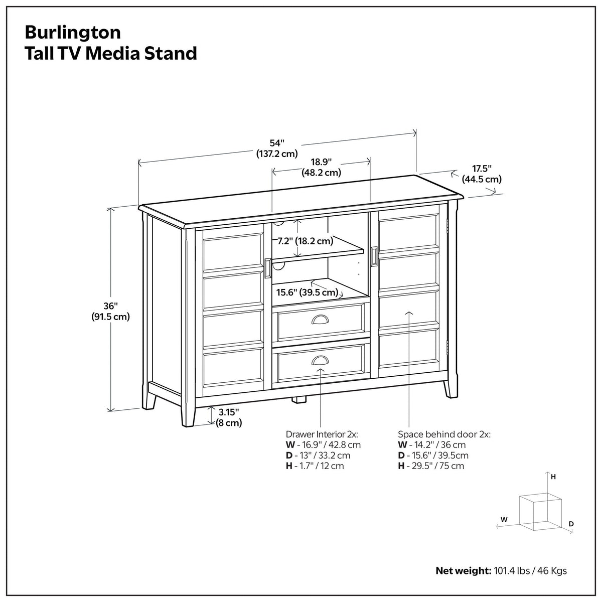 Burlington Tall TV Media Stand by HouseOfZazla wood with storage on Tampa Home & Garden Store