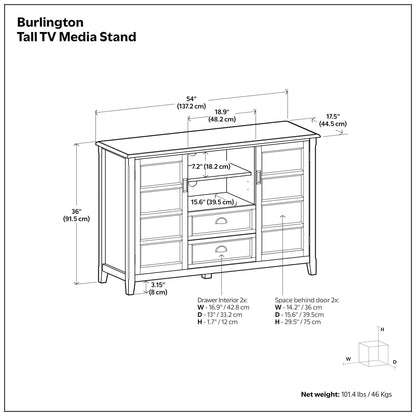 Burlington Tall TV Media Stand by HouseOfZazla wood with storage on Tampa Home & Garden Store