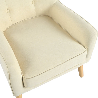 Modern Tufted Accent Chair and Solid Wood Legs