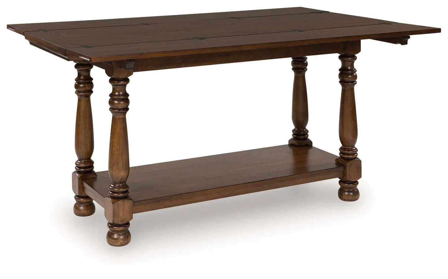 Sturlayne flip-top sofa table brown wood with turned legs Unique Piece Furniture on Tampa Home & Garden Store