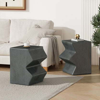 Set of 2 Modern Outdoor Accent Side Tables