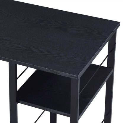Vadna Writing Desk black wood finish with open shelving and metal frame by Unique Piece Furniture on Tampa Home & Garden Store