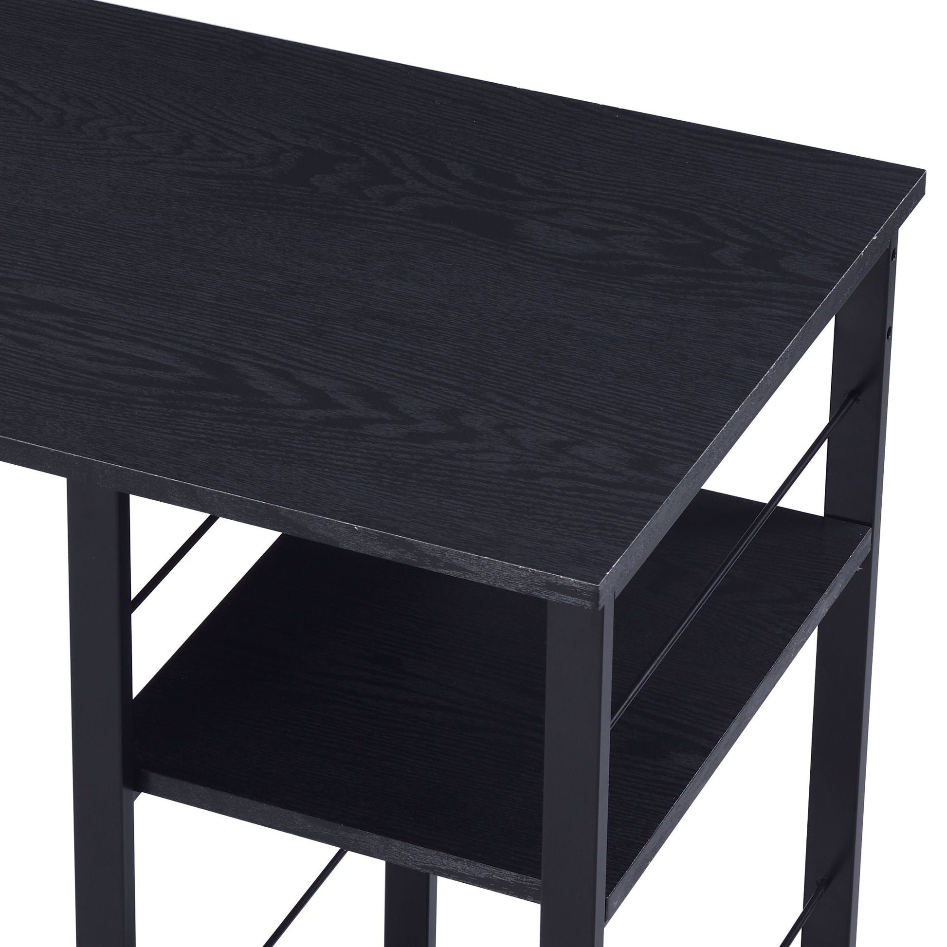 Vadna Writing Desk with black wood finish and open shelf storage on Tampa Home & Garden Store