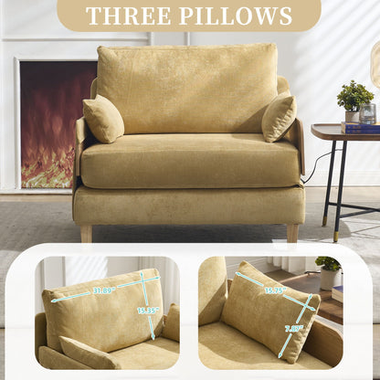 Mid Century Modern 3 Pillow Foldable Sofa Bed