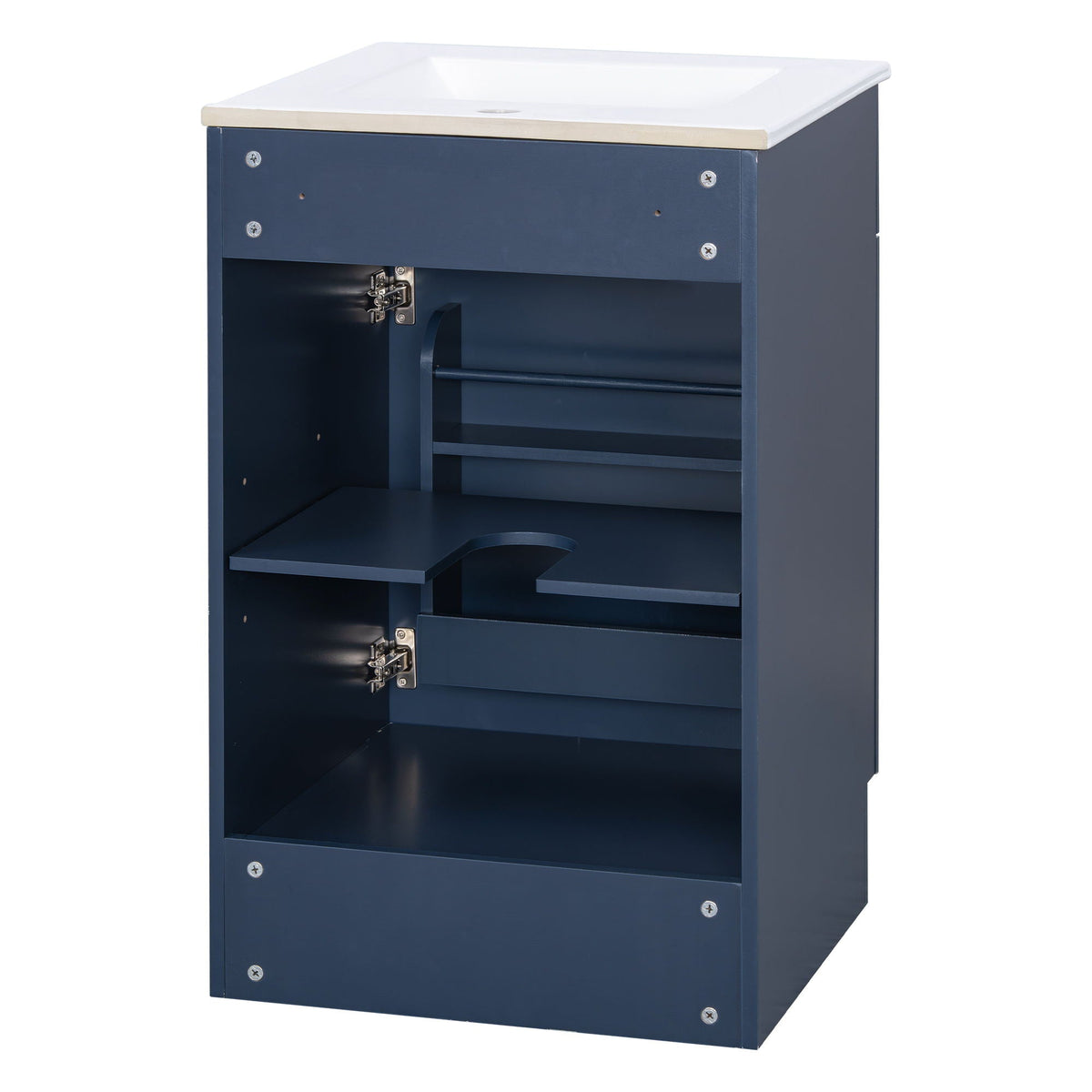 Bathroom vanity with sink in navy blue, adjustable shelf, HouseOfZazla on Tampa Home & Garden Store
