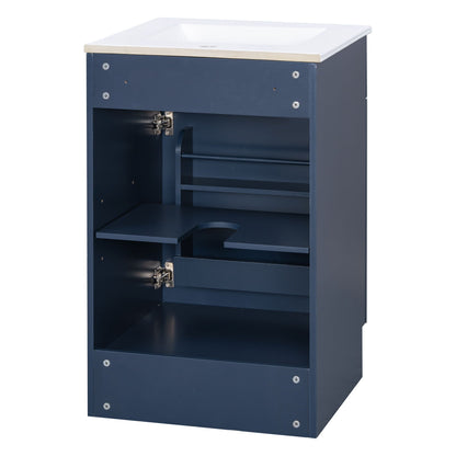 Bathroom vanity with sink in navy blue, adjustable shelf, HouseOfZazla on Tampa Home & Garden Store