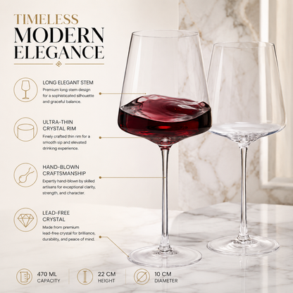 Classica Clear Stemmed Wine Glasses Set of 2