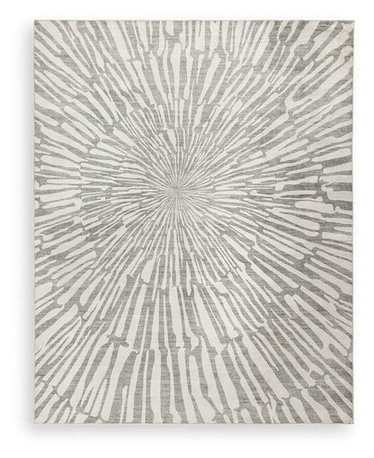 Verland washable rug featuring a gray sunburst pattern by Unique Piece Furniture on Tampa Home & Garden Store