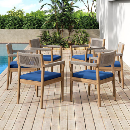 Set of Four Braided Acacia Wood Dining Chairs