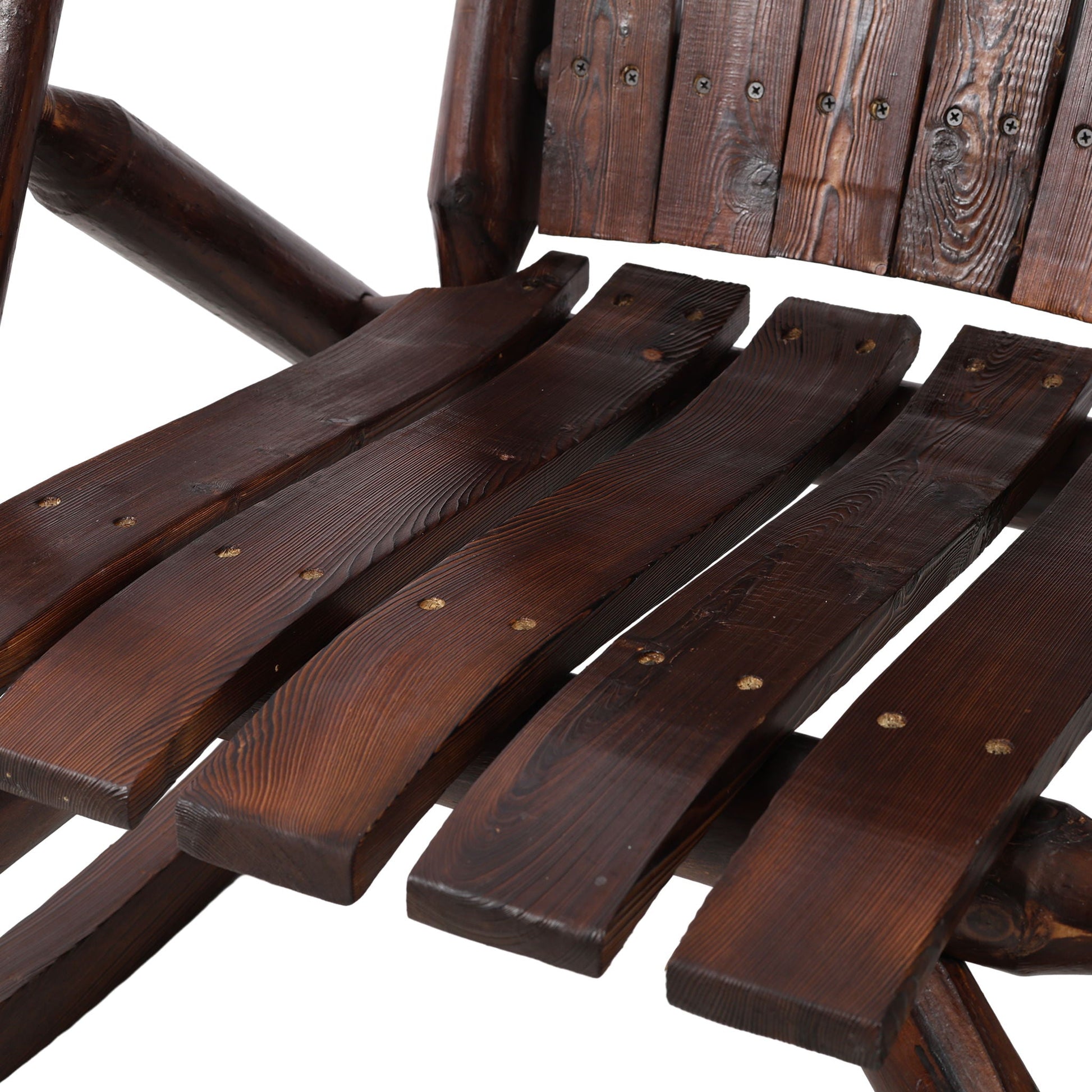 Durable fir log rocking chair porch rocker by HouseOfZazla in dark stain on Tampa Home & Garden Store
