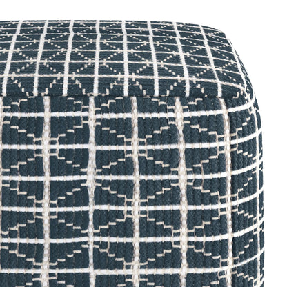Noreen Upholstered Square Pouf Hand Woven Dark