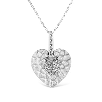 Sterling silver heart pendant necklace with pavé diamonds, 18in chain, I-J color, Bids.com on Tampa Home & Garden Store