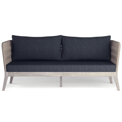 Santiago outdoor sofa slate gray with wicker arms and wood base on Tampa Home & Garden Store